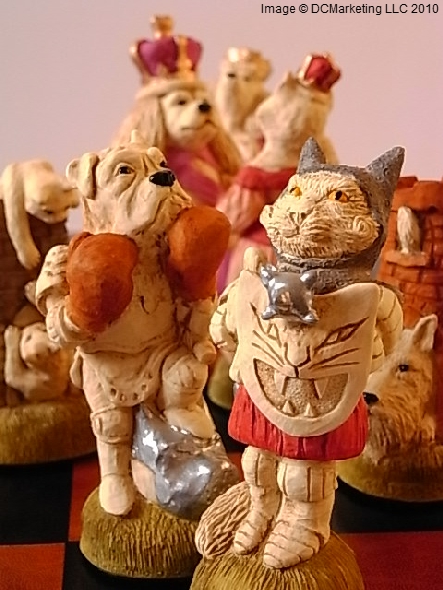 Cats And Dogs Hand Painted Theme Chess Set